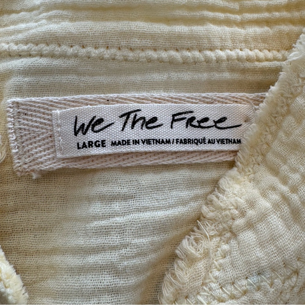 SOLD Free People We the Free Summer Daydream Buttondown Shirt Yellow Large - Picture 4 of 11